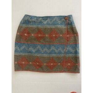 Vintage EXP Jeans 13/14 Wool Wrap Mini Skirt Aztec Southwestern Made Italy NWT
